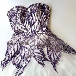 Tiffany Designs 61113 NWT Butterfly Tulle Beaded and Sequin Ball Gown Size 6